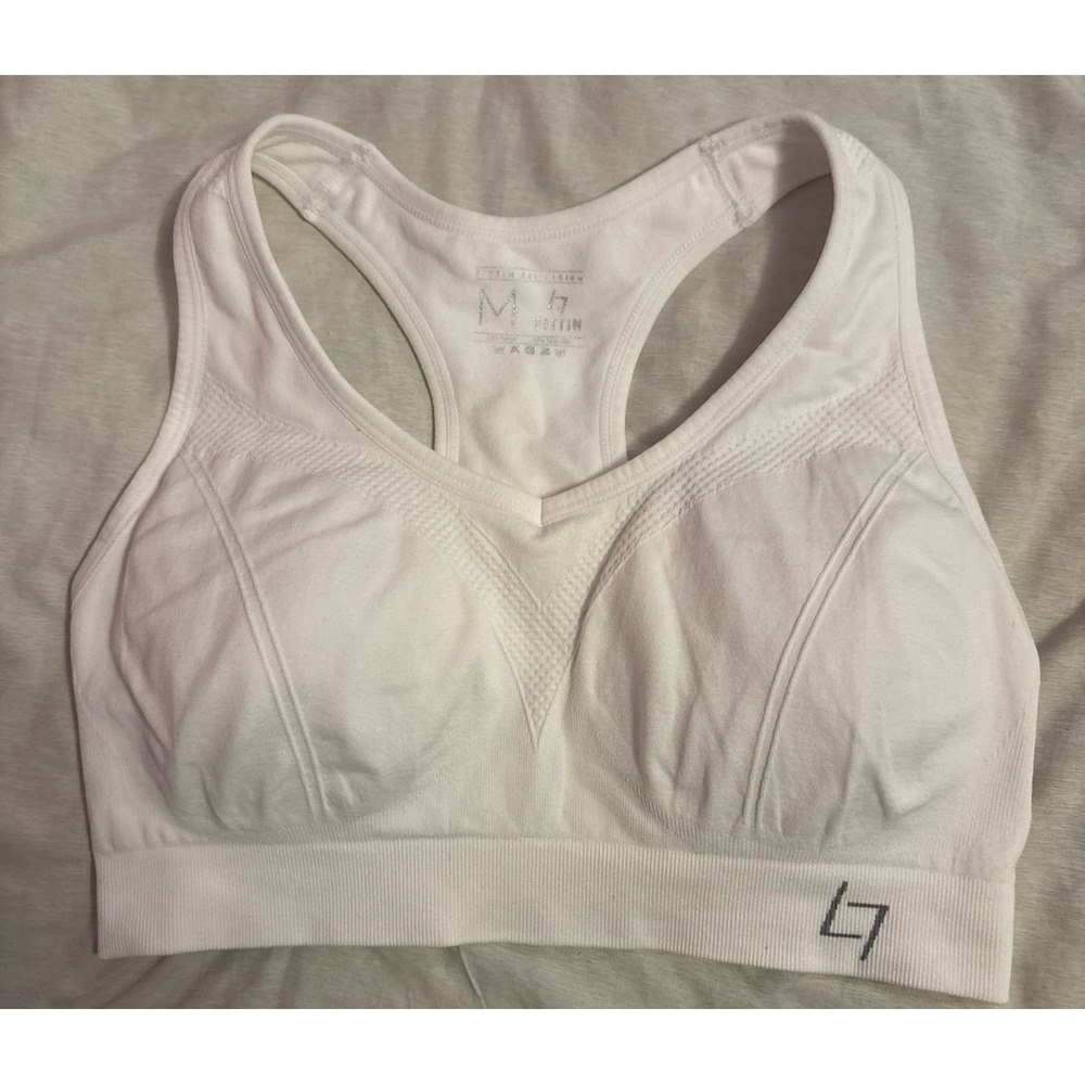 FitIn‎ Activewear White Seamless Padded Sports Bra, Medium